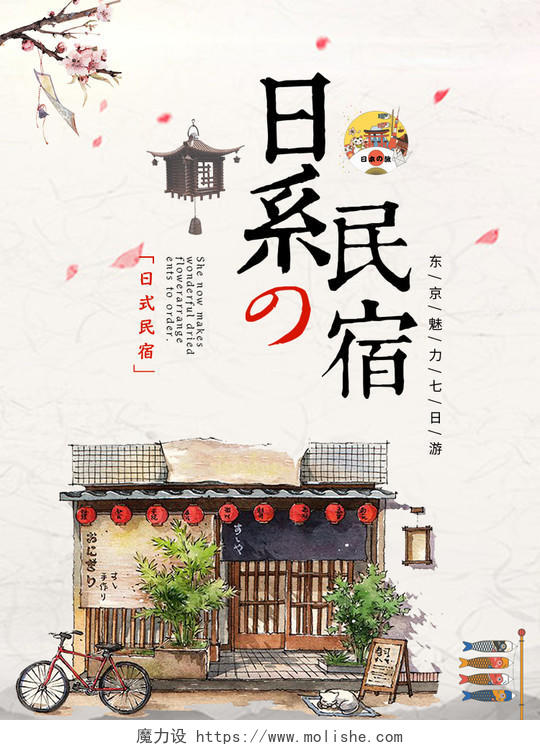 日式风日系民宿东京旅游旅行房屋旅游海报